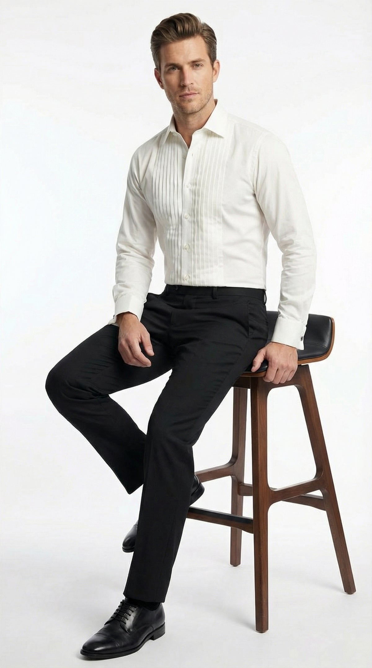 mens ivory dress shirt with french cuffs Men's Ivory French Cuff Dress Shirt - Modern Fit Groom & Groomsmen Wedding Shirt