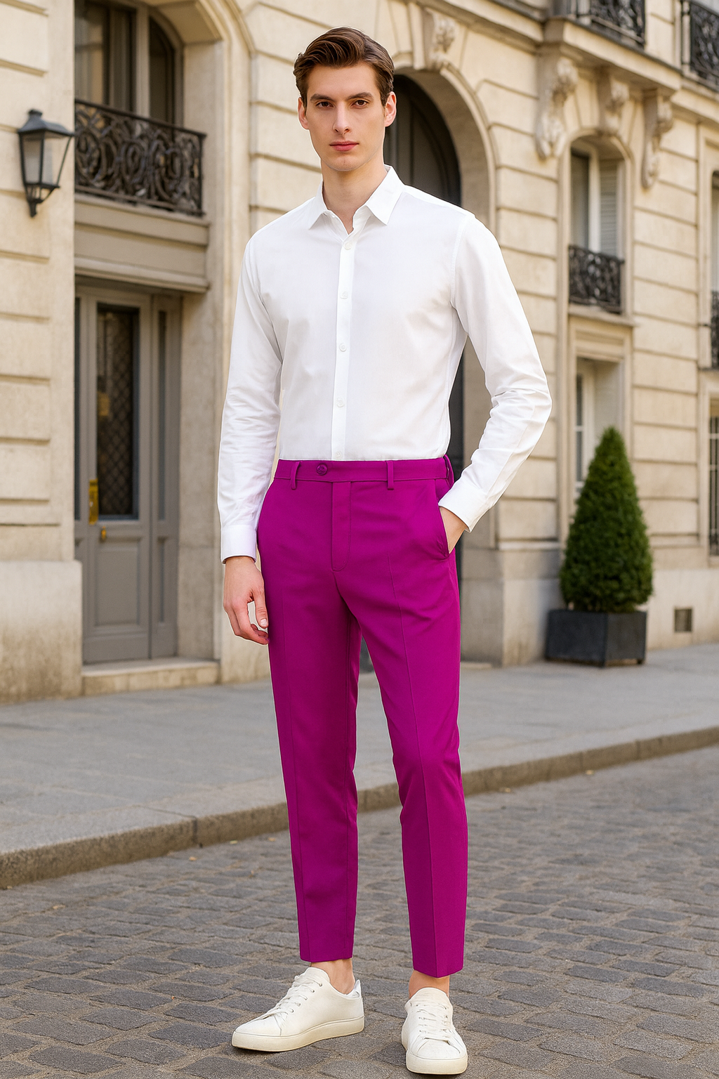 Men’s Fuchsia Slim Fit Dress Pants
