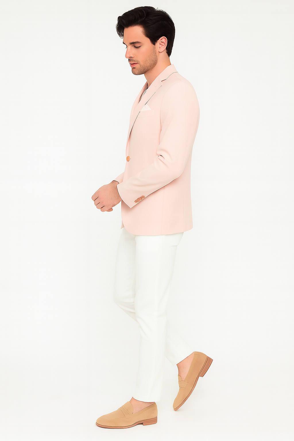 Men’s Blush Pink Slim Fit Two-Button Blazer