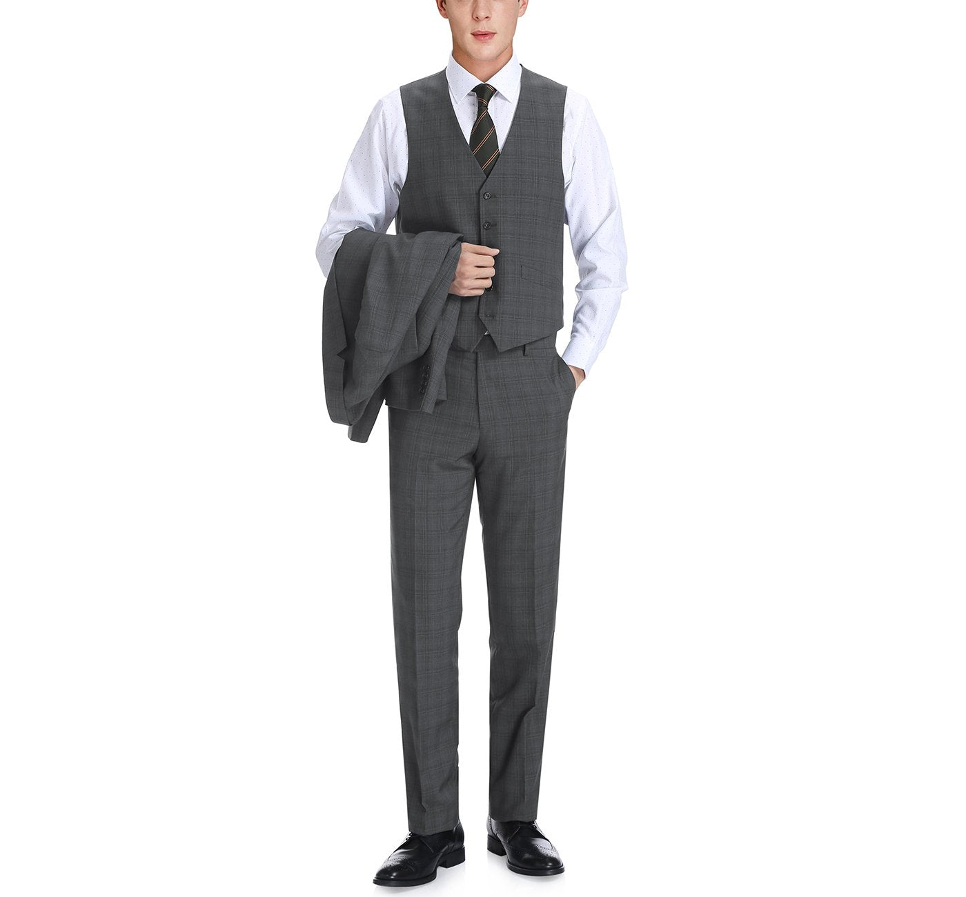 Men's Windowpane Classic Fit Suit 3-Piece by Renoir