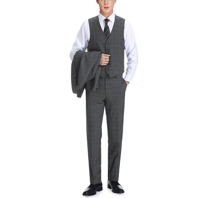 Men's Windowpane Classic Fit Suit 3-Piece by Renoir