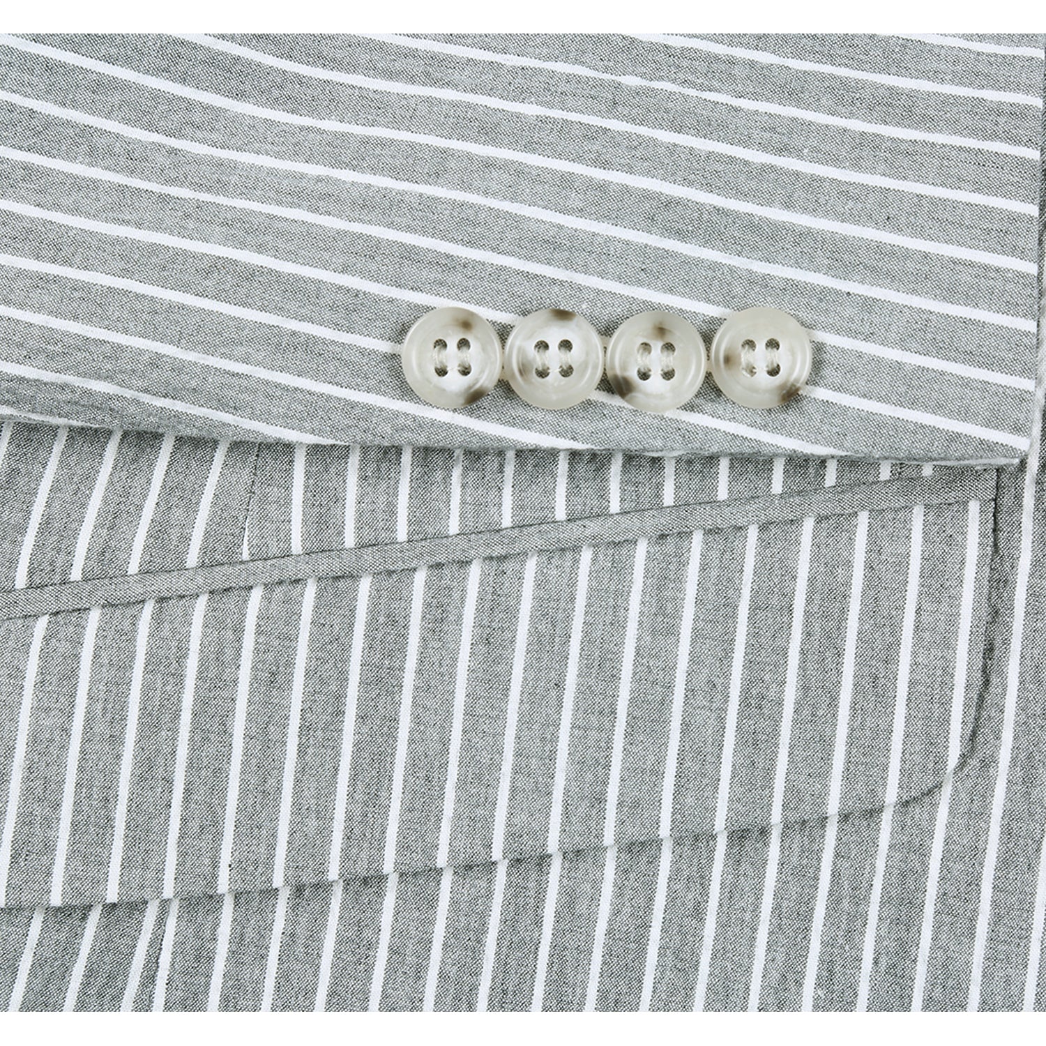 Men's Slim Fit Gray Stripe Cotton Suit with Notch Lapels