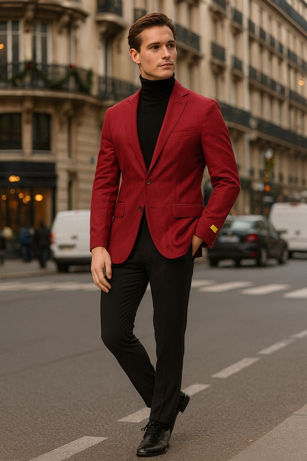 Men’s Burgundy Red - Wine  Two-Button Sport Coat – Stylish Blazer for Business, Parties