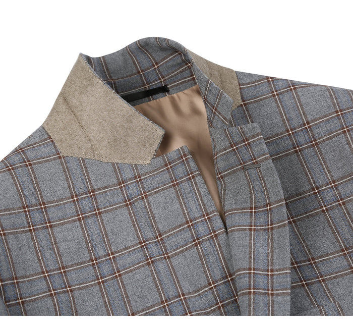 Slim Fit Windowpane Check Suit - Stretch Two Piece