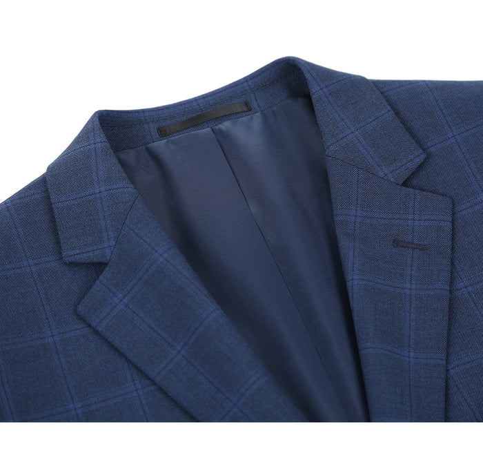 Men's Slim Fit Single Breasted Check Suit