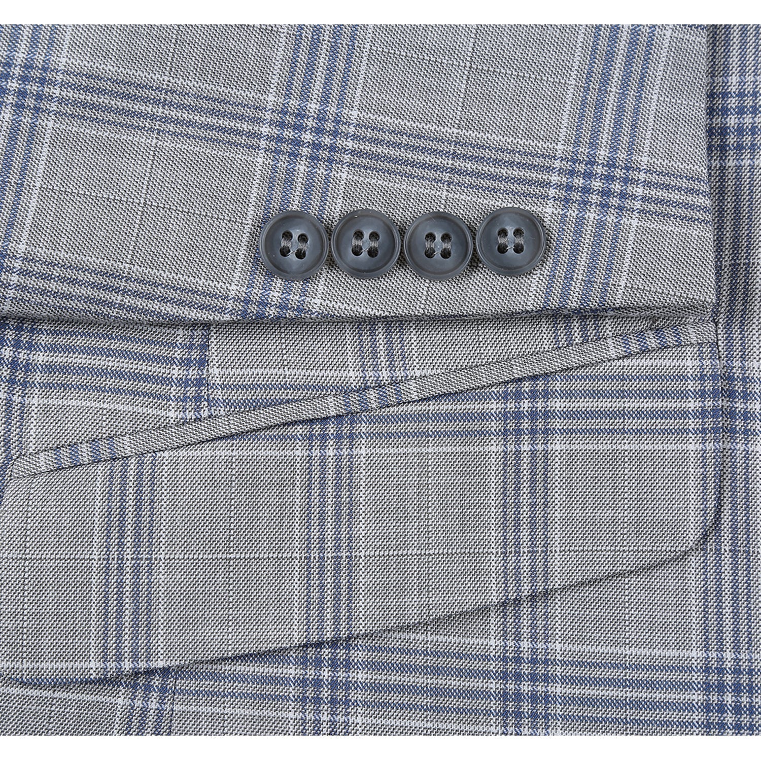 Men's Slim Fit Notch Lapel Light Gray Check Suit
