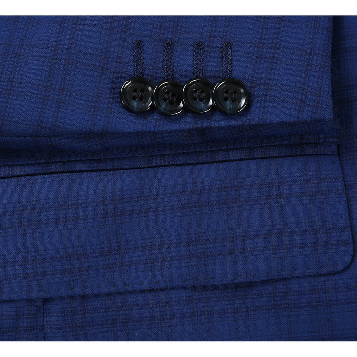 Men's Classic Fit Wool Blend Checked Suit by Renoir