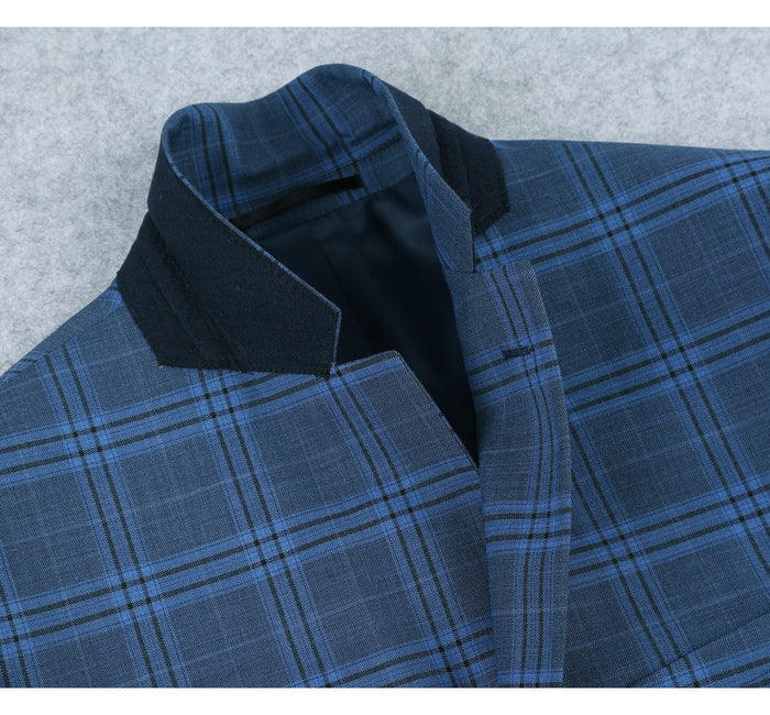 Men's Slim Fit Windowpane Stretch Suit by Renoir