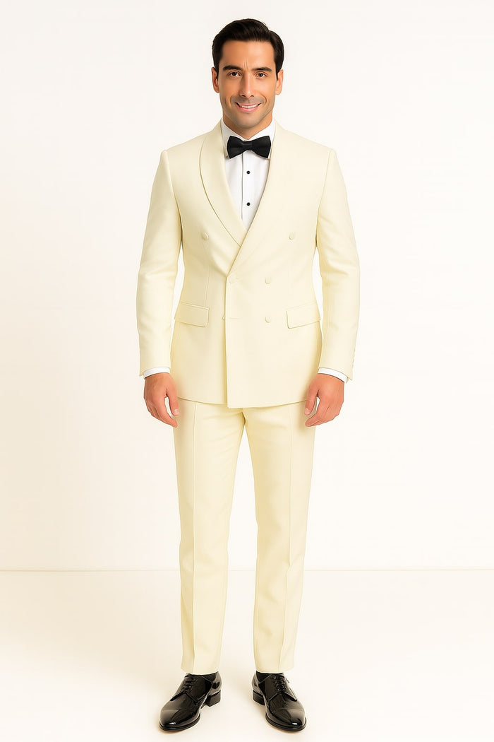 Off-White Double Breasted Shawl Tuxedo Jacket