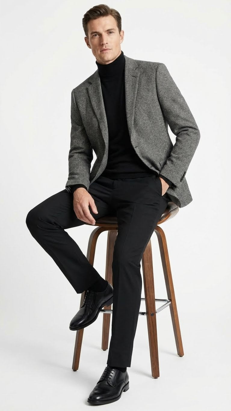 Men’s Grey Tweed Herringbone Sport Coat - Gray Mens Blazer Suit Jacket