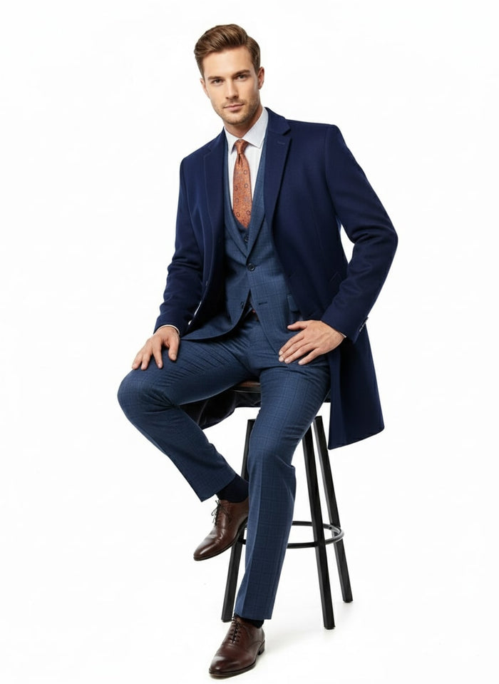 Cobalt Blue Wool Cashmere Car Coat