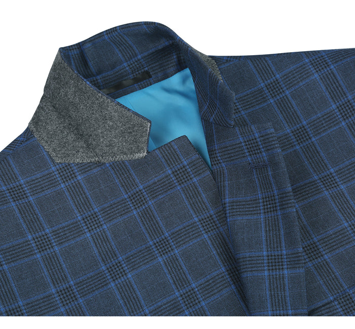 Men's Two Piece Classic Fit Windowpane Suit