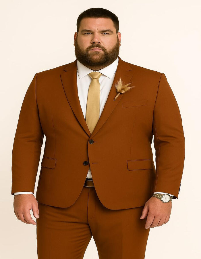 Rust Brown Slim Fit Groom Suit for Fall
