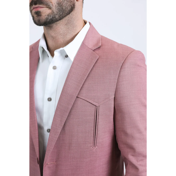 Mens Double Button Western Blazer - Salmon