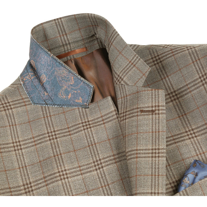 Men's Slim Fit Wool Checked Suit by Renoir
