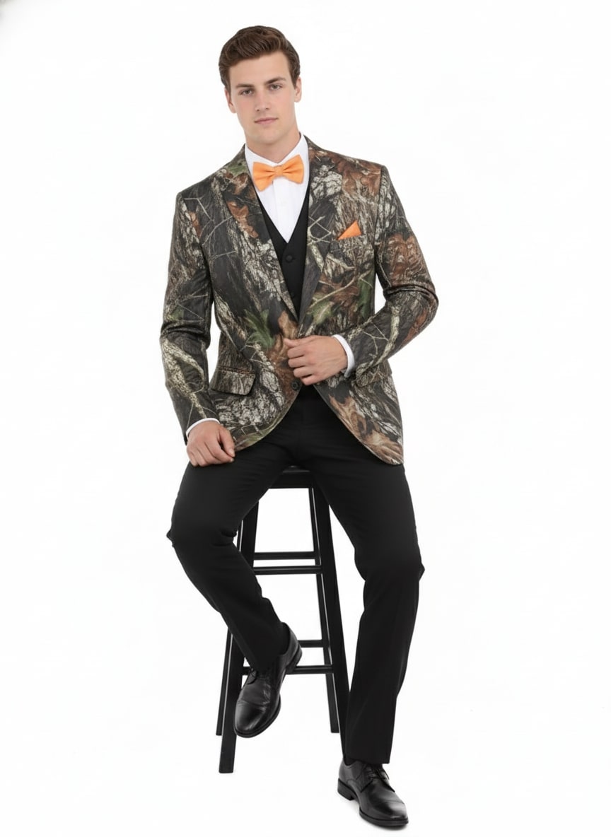 Mens Camo Sport Jacket - Camouflage Blazer - Camo Sport Coat in Green and Brown Color