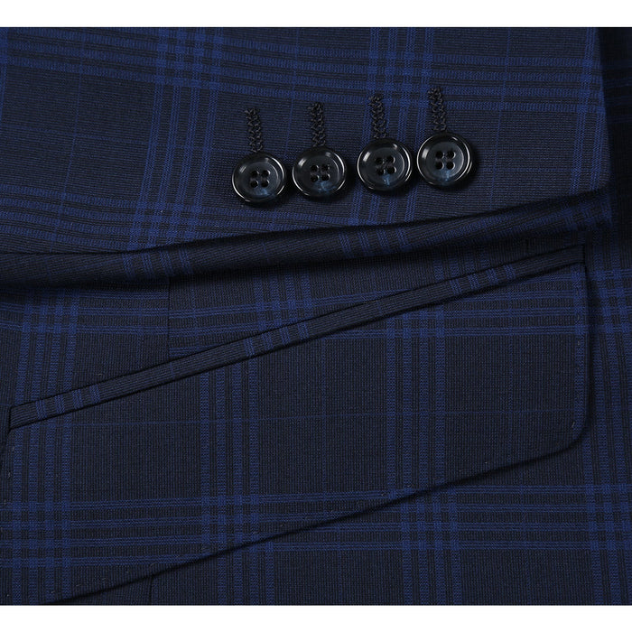Men's Slim Fit Wool Blend Stretch Checked Suit by Renoir