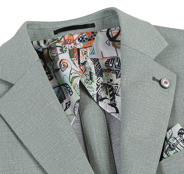Half Canvas Slim Fit Blazer - Light Sage Gray