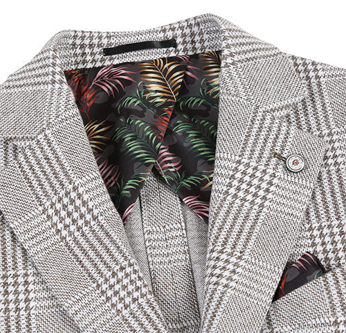 Plaid Gray Slim Fit Half Canvas Blazer