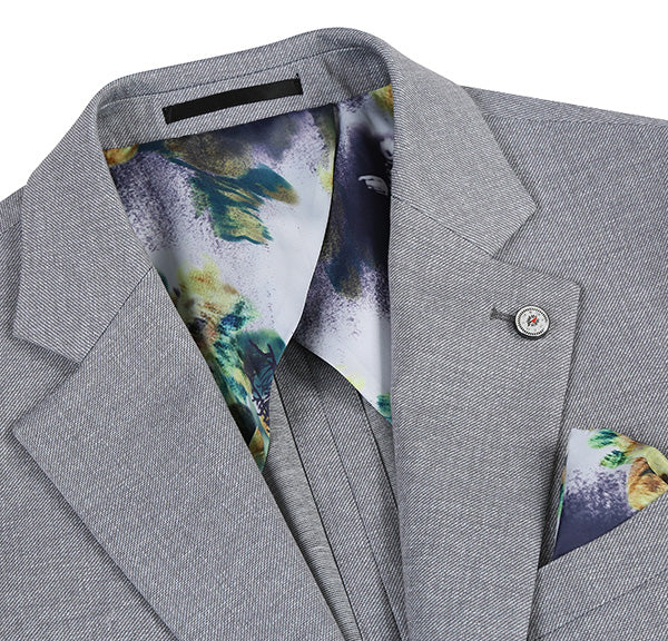Half Canvas Slim Fit Gray Blazer