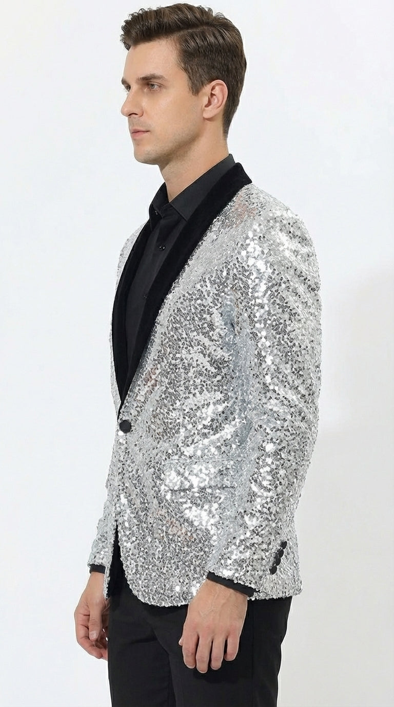 mens silver dress jacket Venice" Silver Grey Velvet Dinner Jacket (Separates) PolishedThreads.com