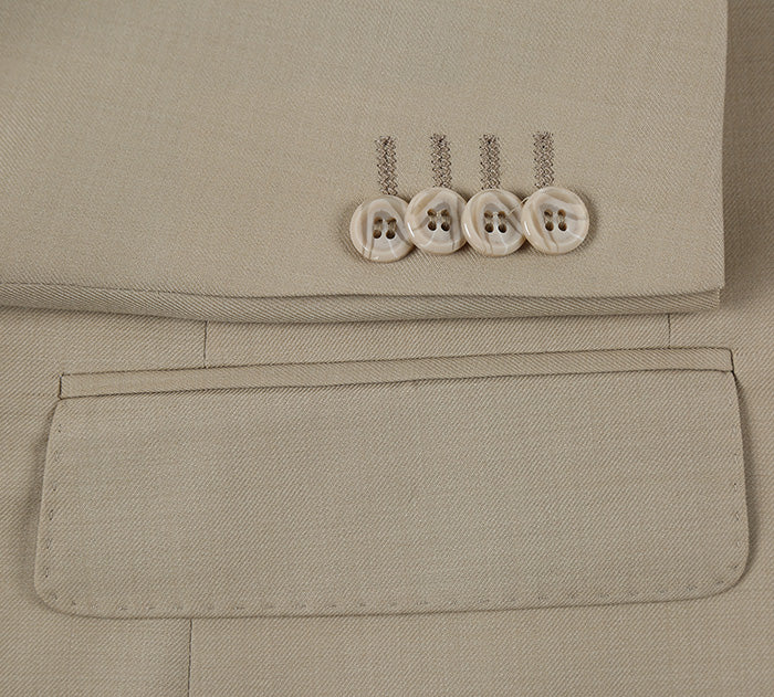 Bevagna Beige 100% Wool Regular Fit Suit