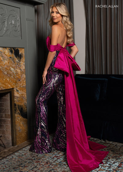 Rachel Allan 50331 Sequin Off Shoulder Jumpsuit