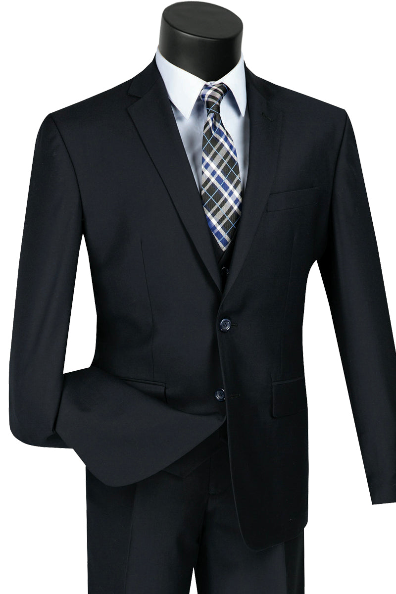 Mens Vested Slim Fit Wool Feel Suit