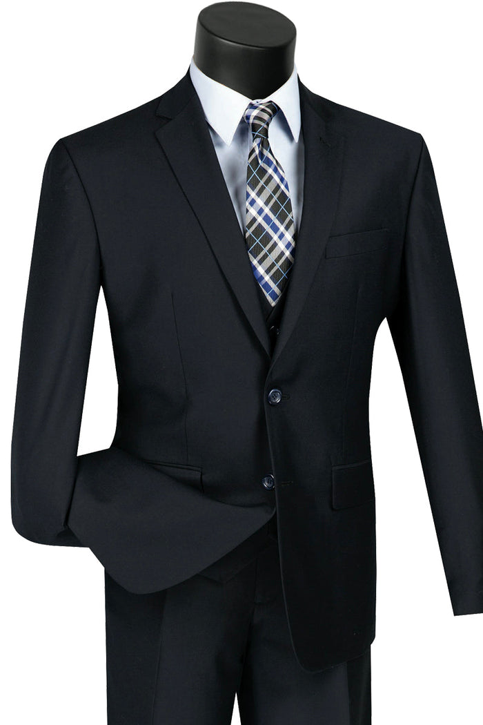 Mens Vested Slim Fit Wool Feel Suit