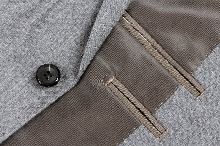 Bevagna Light Gray Wool Pick Stitched Suit