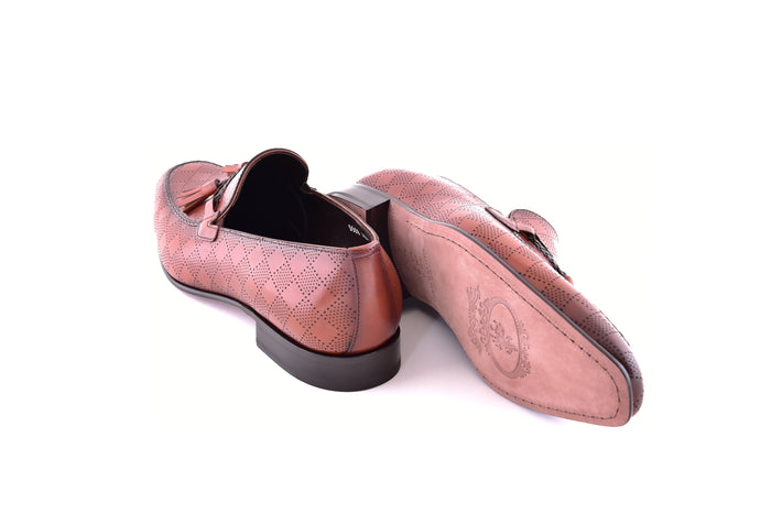C0001112-5509 Tassel loafer with designed leather-Tan