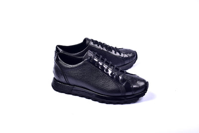 C001304-5581  Genuine Ostrich Fashion Sneaker- Black