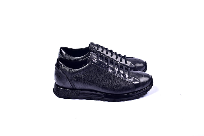 C001304-5581  Genuine Ostrich Fashion Sneaker- Black