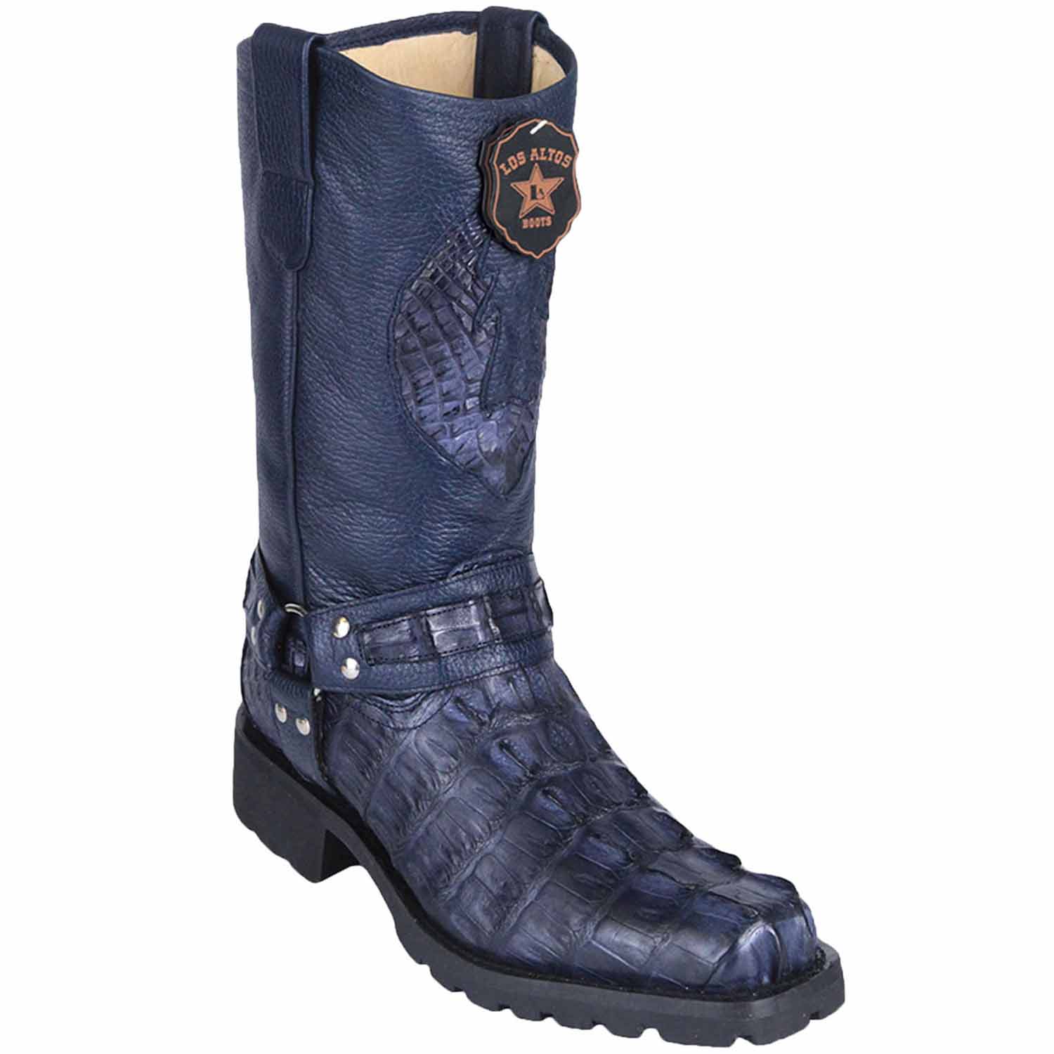 Caiman Tail Skin Biker Boots by Los Altos