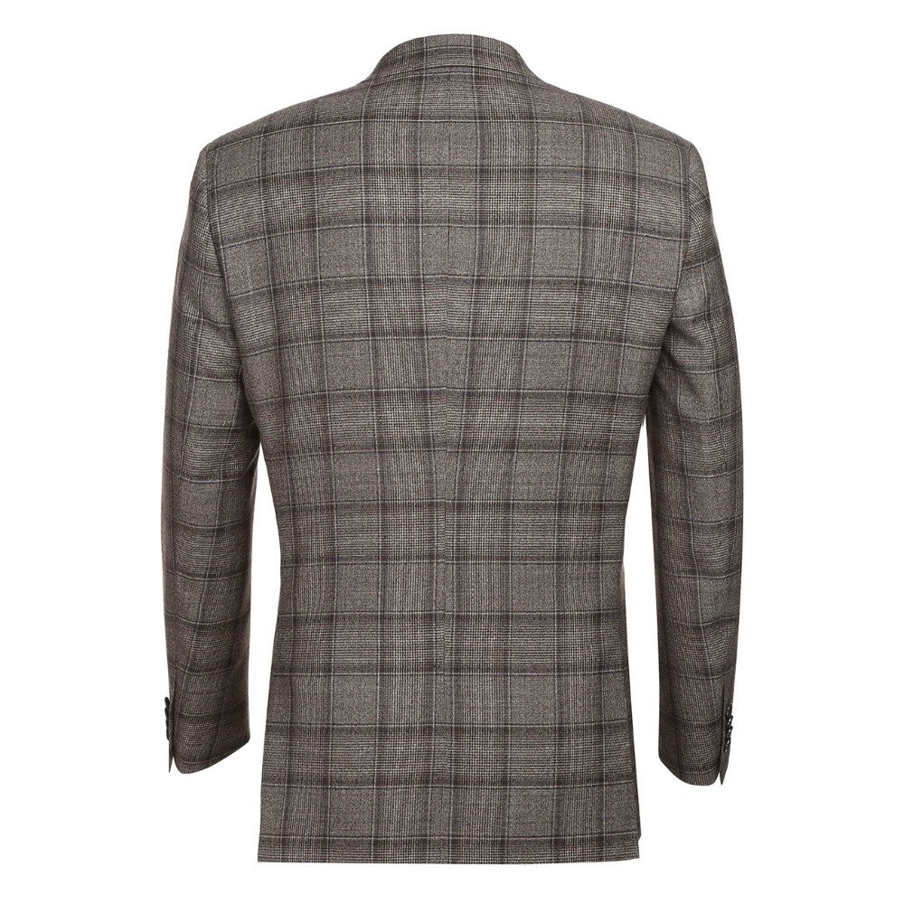 Brown Double Breasted Wool Slim Suit for Men