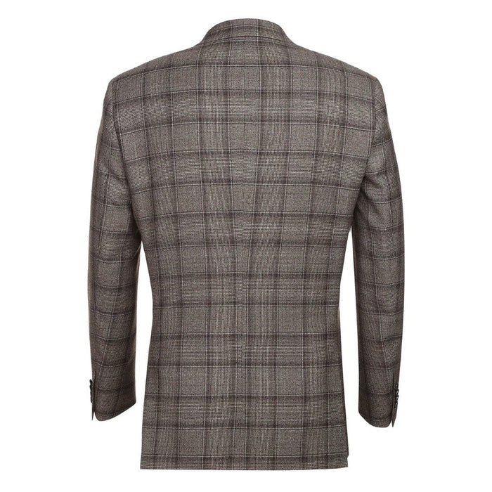 Brown Double Breasted Wool Slim Suit for Men