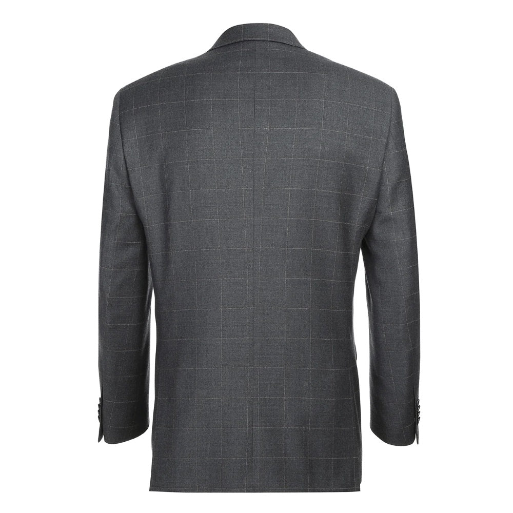 Gray Wool Blend Windowpane Suit, Regular Fit