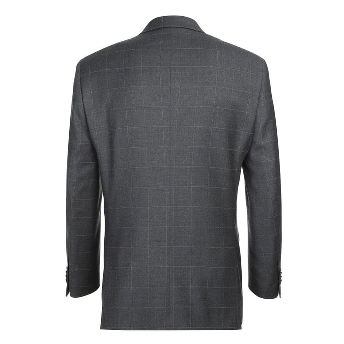 Gray Wool Blend Windowpane Suit, Regular Fit