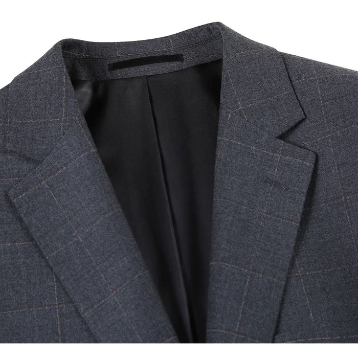 Gray Wool Blend Windowpane Suit, Regular Fit