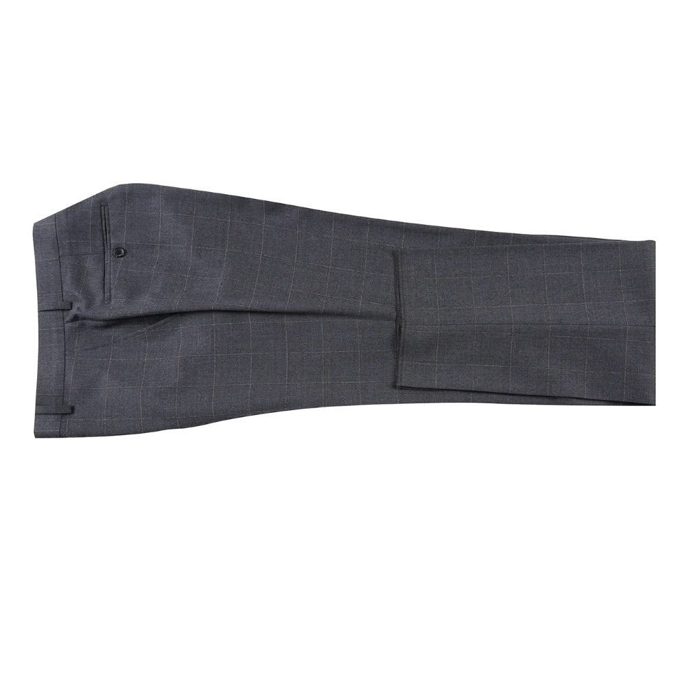 Gray Wool Blend Windowpane Suit, Regular Fit