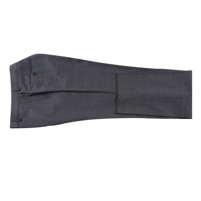 Gray Wool Blend Windowpane Suit, Regular Fit