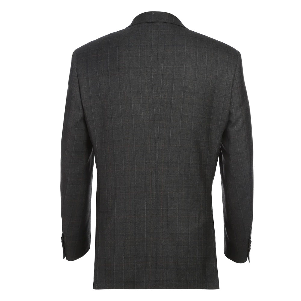 Black Wool Blend Windowpane Suit by Renoir