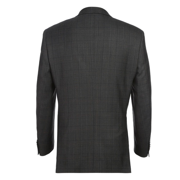 Black Wool Blend Windowpane Suit by Renoir