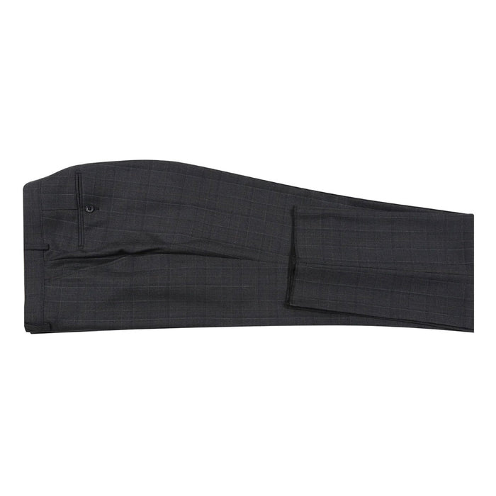Black Wool Blend Windowpane Suit by Renoir