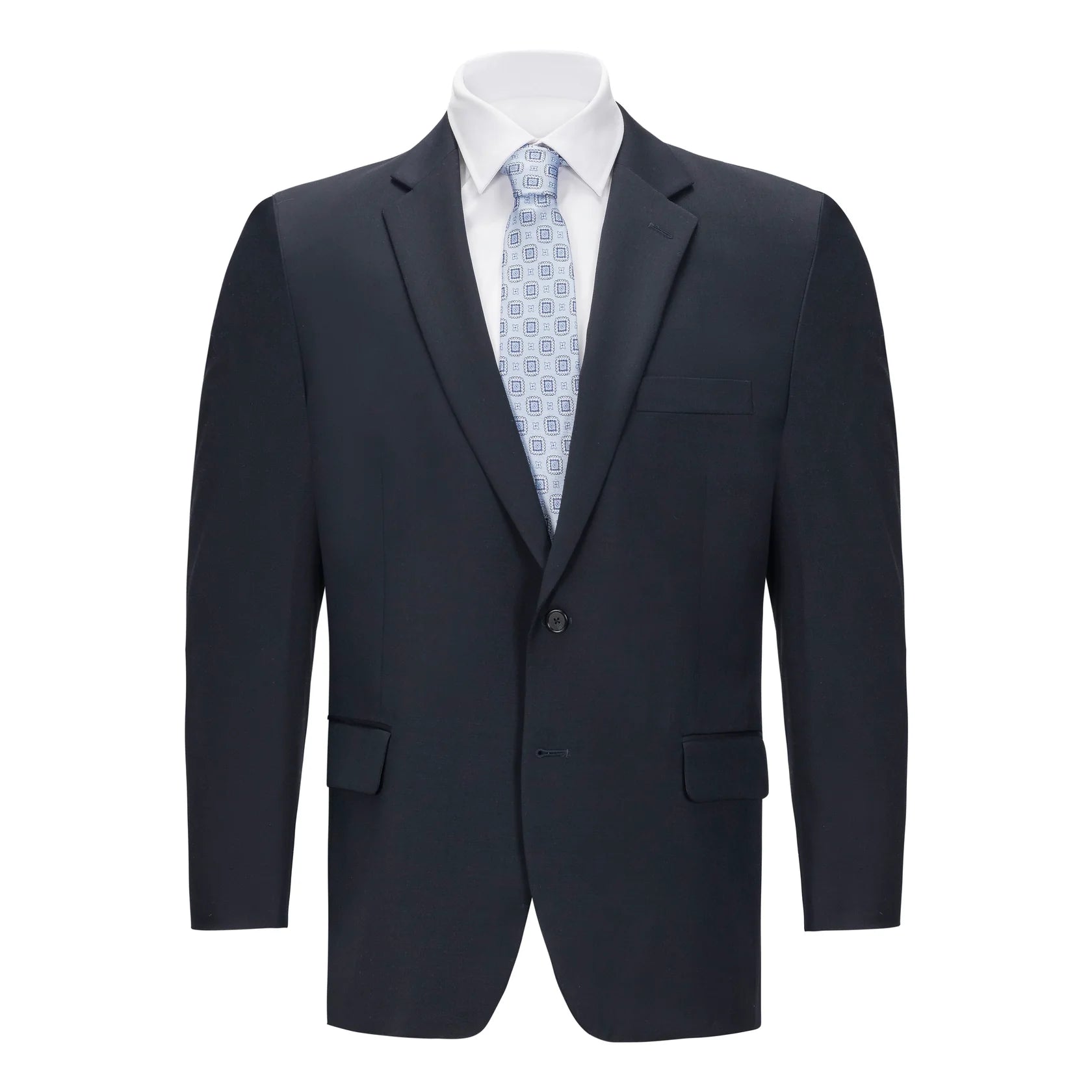 Men's Navy Portly Fit Suit Separate Jacket – Classic Wool Blend Formal Blazer