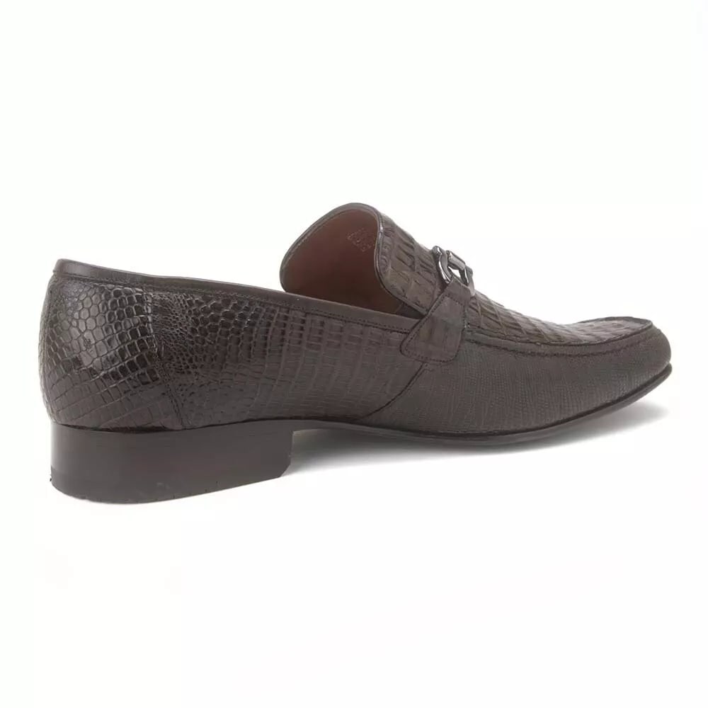 Brown Caiman & Lizard Slip On by Los Altos