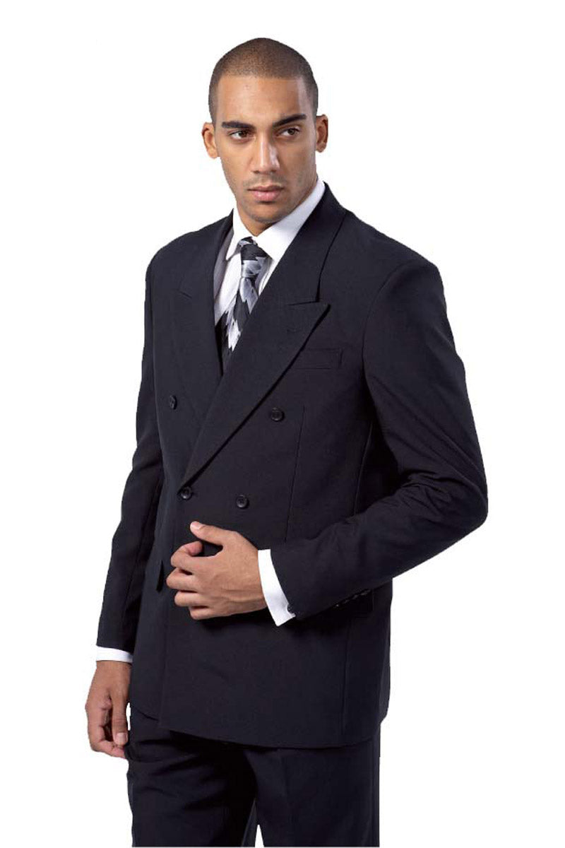 Men's Black Double Breasted Fashion Suit