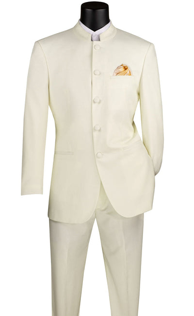 Banded Collar Ivory Tuxedo - Regular Fit by Master Collection