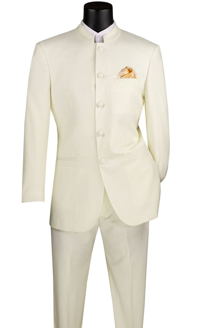 Banded Collar Ivory Tuxedo - Regular Fit by Master Collection