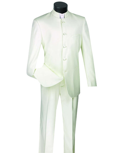 Ivory 5 Button Mandarin Collar Tuxedo Suit